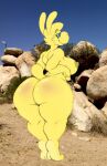  anthro arched_soles big_breasts big_butt big_ears breasts butt camelid delfucko exhibitionism feet female glistening glistening_body goatonomous hi_res looking_back mammal nipples nude outside photo_background smile smiling_at_viewer solo spank_marks thick_thighs wide_hips 