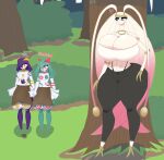  absurd_res balls_outline big_breasts big_butt breasts bulge butt clothed clothing detailed_background detailed_bulge female forest forest_background genital_outline girly group hi_res huge_butt humanoid hyper kirlia kouh male male/female nature nature_background nintendo open_mouth pheromosa plant pok&eacute;mon pok&eacute;mon_(species) thick_thighs tree ultra_beast video_games 