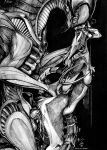  against_surface against_wall alien alien_(franchise) amara anthro bodily_fluids cum cum_inside dark_the_xenodragon dominant dominant_male dragon duo face_grab female forced genital_fluids genitals greyscale half-closed_eyes hands_behind_back hi_res male male/female monochrome muzzle_grab narrowed_eyes penetration penis raesheris rape sergal sex story story_in_description xenodragon xenomorph 