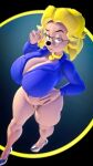  3d_(artwork) 4k 9:16 absurd_res anthro big_breasts blonde_hair brandi breasts canid canine canis choker clothed clothing digital_media_(artwork) disney domestic_dog eyewear female genitals glasses goof_troop hair hi_res high_heels jewelry looking_at_viewer mammal mature_female ms._pennypacker necklace nipples partially_clothed pussy solo source_filmmaker suit_jacket 
