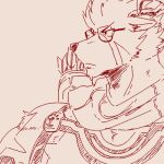  1:1 angry another_eidos_of_dragon_vein_r anthro arrow bust_portrait cervid eyewear glasses low_res male mammal portrait quiver run_aki sketch solo wrecker_(anothereidos_r) 