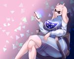  absurd_res anthro big_breasts bovid breasts caprine chubby_female clothed clothing curvy_figure felicer female fingers fur goat hi_res holding_object mammal red_eyes simple_background slightly_chubby solo toriel undertale undertale_(series) video_games white_body white_fur 