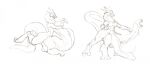  3_heads 4_eyes beak breasts clothed clothing female fur growth head_growth hooves horn monochrome multi_eye multi_head nude paws sequence sketch solo swallowing taur topless transformation uglyshadow 