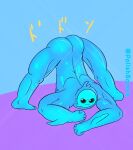  2021 ass_up blue_body blue_butt butt clothing epic_games fortnite goo_creature goo_humanoid hi_res humanoid jack-o&#039;_pose looking_at_viewer male meme not_furry nude polishbonnie pose rippley simple_background solo spread_legs spreading video_games 