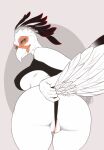  accipitriform anthro avian big_butt bird butt digital_media_(artwork) feathers female genitals hi_res looking_back missy_(artist) pussy pussy_floss secretary_bird shaded solo white_body white_feathers 