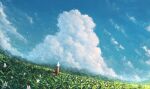  2019 amazing_background anthro biped blue_sky clothed clothing cloud coat dated day detailed detailed_background digital_media_(artwork) digital_painting_(artwork) dr_rabbit_(tomtc) flower fur grass hi_res lagomorph leporid light mammal meadow outside plant rabbit shaded signature sky solo standing sunlight tomtc topwear white_body white_ears white_fur 
