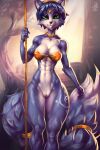  2:3 abs absurd_res anthro athletic athletic_anthro athletic_female canid canine female fox genitals hi_res humanoid_genitalia humanoid_pussy jewelry krystal krystal&#039;s_staff mammal muscular muscular_anthro muscular_female nintendo pussy small_waist solo star_fox thick_thighs verakultura video_games 