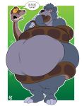  2018 3_toes 4_fingers 50percentgrey abdominal_bulge anthro anthro_pred baloo belly big_belly brown_body brown_scales claws dialogue digital_media_(artwork) disney duo english_text feet feral feral_prey finger_claws fingers flat_colors front_view fur grey_body grey_claws grey_fur hi_res huge_hips huge_thighs hypnosis kaa_(jungle_book) male male_pred male_prey mammal mind_control motion_lines navel nude obese obese_anthro obese_male open_mouth oral_vore overweight overweight_anthro overweight_male pink_tongue reptile ringed_eyes scales scalie signature snake soft_vore speech_bubble story story_in_description struggling swallowing text the_jungle_book thick_thighs toe_claws toes tongue unwilling_vore ursid vore wide_hips 