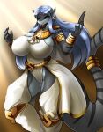  absurd_res anthro big_breasts blue_hair breasts clothed clothing female fish grey_body hair hi_res marine shark solo yboon 