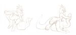  2_heads beak breasts clothed clothing female fur growth hooves horn monochrome multi_head nude paws sequence sketch solo swallowing taur topless transformation uglyshadow 