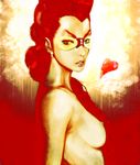  artist_request braid breasts collarbone crimson_viper hair_over_shoulder medium_breasts nipples pompadour realistic single_braid solo street_fighter street_fighter_iv_(series) topless 
