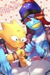  &lt;3 2:3 5_fingers alphys animal_humanoid anthro anthro_on_anthro armband blue_body blue_scales blush buckteeth clothing delta_rune_(emblem) dinosaur duo eye_patch eyewear female female/female fin fingers fish fish_humanoid floral_background glasses grin hair hair_over_eye hat headgear headwear hi_res humanoid marine marine_humanoid one_eye_closed one_eye_obstructed pugthe2ro reptile scales scalie shirt smile symbol teeth topwear undertale undertale_(series) undyne video_games yellow_body yellow_scales yellow_teeth 