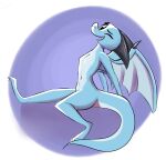  anthro digital_media_(artwork) dragon female horn juantriforce looking_at_viewer membrane_(anatomy) membranous_wings one_eye_closed open_mouth open_smile purple_background scalie shaded simple_background sitting smile solo syl_(enginetrap) western_dragon wings wink 