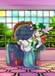  absurd_res caliluminos chair clothing dress feral furniture girly hi_res legendary_pok&eacute;mon male nintendo pok&eacute;mon pok&eacute;mon_(species) rin shaymin sky_forme_shaymin solo video_games 