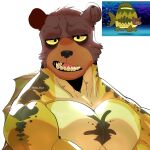  1:1 anthro brown_body brown_fur fangs fish fur fusion green_body green_scales hi_res looking_at_viewer male mammal marine muscular muscular_male nickelodeon open_mouth scales sea_bear shy_dy3 solo spongebob_squarepants ursid yellow_sclera 