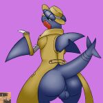  1:1 balls butt clothing dragon garchomp genitals hat headgear headwear hi_res male nintendo pok&eacute;mon pok&eacute;mon_(species) presenting presenting_hindquarters raised_tail reallydarkandwindie scalie solo stakeout_style_garchomp video_games 