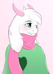  absurd_res anthro blue_eyes deltarune eyewear floppy_ears fluffy fur glasses hair hi_res male ralsei scarf smile snowstormbat solo undertale_(series) video_games white_body white_fur white_hair 