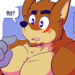  1:1 activision anthro bandicoot blush brown_body brown_fur crash_bandicoot_(series) crunch_bandicoot dialogue english_text fizzyjay fur hi_res male mammal marsupial muscular muscular_anthro muscular_male nipples open_mouth pecs solo speech_bubble teeth text video_games 
