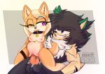  anthro black_body black_fur black_nose breasts canid canine canis collar domestic_dog duo dxxk fan_character female fur genitals inku inkutheshibainu male male/female mammal penis sega sex shiba_inu simple_background sonic_the_hedgehog_(series) spitz 