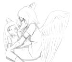  &lt;3 amber_(snoot_game) anthro bodily_fluids bone_frill bruised clothed clothing daughter duo eyes_closed fang_(gvh) female footwear frill_(anatomy) goodbye_volcano_high hair hi_res kissing kneeling monochrome mother mother_and_child mother_and_daughter parent parent_and_child pterodactylus pterosaur reptile scalie short_hair simple_background snoot_game_(fan_game) socks tears wings 