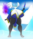  5:6 absurd_res anthro barefoot big_breasts breasts delphox feet female hi_res huge_breasts magic_user mirilian_frost nintendo pok&eacute;mon pok&eacute;mon_(species) solo thick_thighs tome ultrazeta120 video_games wand 