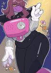  4_fingers absurd_res anthro clothed clothing cosplay costume deltarune female fingers freckles hair hair_over_eye hi_res lizard long_hair machine mettaton mettaton_ex one_eye_obstructed pupils purple_body reptile robot scalie slightly_chubby slit_pupils solo susie_(deltarune) thick_thighs underchikichan undertale undertale_(series) video_games wide_hips yellow_eyes 