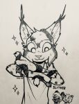  2021 african_wild_dog anthro canid canine cheetah clothed clothing ear_tuft felid feline fur group hi_res inktober inktober_2021 inner_ear_fluff lynx mammal marc_(theblueberrycarrots) milo_(juantriforce) shirt simple_background sparkles spots spotted_body spotted_fur stephie_(fraydia1) tank_top theblueberrycarrots topwear traditional_media_(artwork) tuft white_background 