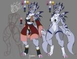  arashidrgn bandai_namco breasts canid canine canis claws clothed clothing digimon digimon_(species) female fur genitals hair hi_res mammal muscular nipples nude pussy solo weregarurumon wolf 