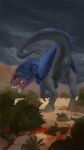  4k 9:16 absurd_res allosaurid allosaurus ambiguous_gender animal_genitalia dinosaur feathers genital_slit genitals hi_res painting paleoart prehistoric reptile scalie slit stygimoloch_(artist) theropod 