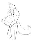  anthro beastars belly big_belly bottomwear breath_cloud canid canine canis clothing hi_res holding_belly just-another-vore-artist larger_pred legoshi_(beastars) male male_pred mammal monochrome motion_lines navel oral_vore pants shirtless smaller_prey solo_focus vore wolf 
