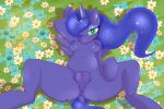  3:2 anthro anthrofied blue_body blue_hair breasts equid equine female friendship_is_magic genitals hair hair_over_eye hasbro hi_res horn lying mammal my_little_pony nude on_back one_eye_obstructed princess_luna_(mlp) pussy saurian_(artist) solo spread_legs spreading winged_unicorn wings 