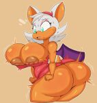  anthro areola big_breasts big_butt breast_expansion breasts butt butt_expansion chiropteran expansion female hi_res huge_butt mammal nipples purple_yoshi_draws rouge_the_bat sega small_clothing solo sonic_the_hedgehog_(series) thick_thighs 