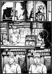  2021 anthro black_and_white canid canine canis comic convenience_store daniel_(hladilnik) domestic_dog hi_res hladilnik male mammal monochrome wolf 