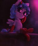  absurd_res blue_hair clothing cozy_glow_(mlp) equid equine female feral friendship_is_magic hair hasbro hi_res legwear mammal my_little_pony pegasus pink_body sitting solo t72b thigh_highs wings young 