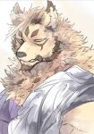  another_eidos_of_dragon_vein_r anthro bust_portrait canid canine canis fur green_eyes hair looking_at_viewer male mammal mane mane_hair orenjimaru portrait solo white_body white_fur wolf zacharoff_(anothereidos_r) 