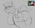  5:4 adult_swim anthro anus areola belly big_areola big_breasts big_butt big_nipples breasts butt cartoon_network come_and_learn_with_pibby curvy_figure digital_media_(artwork) domestic_cat felid feline felis female fur genitals hair hi_res hikinks looking_at_viewer mammal mature_female melira_(pibby) nipples nude overweight overweight_anthro pussy simple_background smile solo 