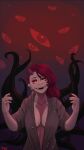  4k 9:16 absurd_res amphibian anthro black_tentacles breasts cleavage clothed clothing corruption eldritch_horror eyes_in_darkness fangs female grin hair hi_res horn jacket lovecraftian_(genre) marxx20 monster monster_girl_(genre) multi_eye mythological_salamander mythology pink_body raised_arms red_eyes red_hair salamander_(amphibian) sambal smile solo tentacles topwear torn_clothing 