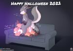  ! 2021 anthro blush bodily_fluids breath collar couch_sex cum cum_in_pussy cum_inside cum_leaking dessert devil_horns_(disambiguation) doggystyle duo english_text female fluffy fluffy_tail food from_behind_position fur furniture genital_fluids genitals grey_body grey_fur halloween hi_res holiday_message holidays inner_ear_fluff iradeon logo long_ears male male/female nia_(senz) nude open_mouth orange_body orange_fur patreon patreon_logo patreon_username pawpads penetration penis pussy sean_(senz) senz sex simple_background sofa text tongue tuft twitter twitter_logo url vaginal vaginal_penetration yellow_collar 