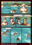  anthro beach blue_eyes brown_body brown_fur brown_hair brown_nose canid canine canis clothed clothing comic dialogue domestic_dog duo english_text eyewear fur goggles green_eyes hair hi_res hill howell_(ventkazemaru) jewelry lake log lutrine male male/male mammal multicolored_body multicolored_fur mustelid necklace nipples oliver_(ventkazemaru) pink_tongue rock sand seaside shiba_inu sound_effects spitz swimming text tongue tongue_out topless topless_male two_tone_body two_tone_fur ventkazemaru water whiskers white_body white_fur wood 