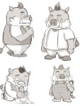  2021 3:4 anthro bottomwear clothing humanoid_hands kemono kensuke_shibagaki_(odd_taxi) male mammal meinatem multiple_poses odd_taxi overalls pants pose shirt shorts slightly_chubby solo suid suina sus_(pig) topwear wild_boar 