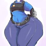  1:1 2021 anthro breasts camel_toe clothing curvy_figure digital_media_(artwork) disney faceless_character faceless_female female genital_outline hi_res huge_hips huge_thighs judy_hopps kiseff lagomorph leporid mammal police_uniform pussy_outline rabbit simple_background small_breasts solo standing thick_thighs topwear uniform vest wide_hips zootopia 
