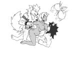  4:3 abdominal_bulge anthro anthro_penetrating anthro_penetrating_human arcanine bodily_fluids breast_play breast_suck breasts cum cum_in_pussy cum_inside damageisreally double_penetration double_vaginal female female_on_anthro female_penetrated genital_fluids genitals group human human_on_anthro human_penetrated interspecies male male/female male_on_human male_penetrating male_penetrating_female mammal monochrome muscular muscular_male nintendo nipples nude open_mouth penetration penile penis pok&eacute;mon pok&eacute;mon_(species) pussy sex shiro_uzumaki sucking vaginal vaginal_penetration video_games 