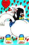  anthro big_breasts big_butt breasts broken_condom butt canid canine clothed clothing condom condom_in_mouth crouching felid feline female fur hi_res mammal pawpads sabotaged_condom sexual_barrier_device solo speech_bubble tem temmie_(undertale) text theloanwanderer216 thick_thighs traditional_media_(artwork) undertale undertale_(series) video_games white_body white_fur 