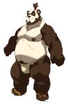  2016 anthro asian_clothing aster_marion belly black_body bulge clothing east_asian_clothing fundoshi giant_panda hi_res humanoid_hands japanese_clothing male mammal moobs nipples overweight overweight_male simple_background solo underwear ursid white_background white_body white_clothing white_fundoshi white_underwear 