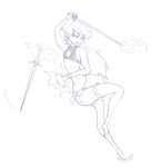  absurd_res black_and_white blue_and_white bottomwear chainmail clothing elf female hi_res humanoid magic melee_weapon monochrome princess_in_yellow skirt solo sword weapon 