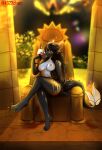  4322chan altar chair container cup detailed_background dragon female fire furniture hi_res holding_object lava looking_at_viewer nude sitting solo sunset throne volcano 