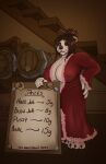  2021 absurd_res accessory anthro big_breasts blizzard_entertainment breasts clothed clothing conditional_dnp curvy_figure digital_media_(artwork) english_text esealia female fur hair hair_accessory hi_res huge_breasts li_hua_mistblossom looking_at_viewer mammal nipple_outline one_eye_closed pandaren price_listing prostitution robe shaded sign smile solo text thick_thighs ursid video_games voluptuous warcraft wide_hips wink 