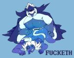  blue_background bodily_fluids butt darkner deltarune duo english_text from_behind_position gizkgkr hi_res humanoid king king_spade male male/male monster monstrous_humanoid profanity rouxls_kaard royalty sex simple_background sweat text tongue tongue_out undertale_(series) video_games 