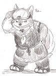  anthro apron canid canine canis clothing domestic_dog donguri306 eyewear facial_hair goatee goggles grin hi_res lifewonders live-a-hero male mammal procy short_stack sketch smile solo video_games 