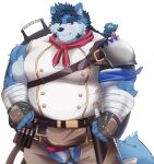  2021 alpha_channel another_eidos_of_dragon_vein_r anthro belly blue_body blue_fur bottomwear bulge canid canine canis clothed clothing fur humanoid_hands kemono launcher_r male mammal official_art overweight overweight_male pants robin_(anothereidos_r) simple_background solo transparent_background video_games wolf 